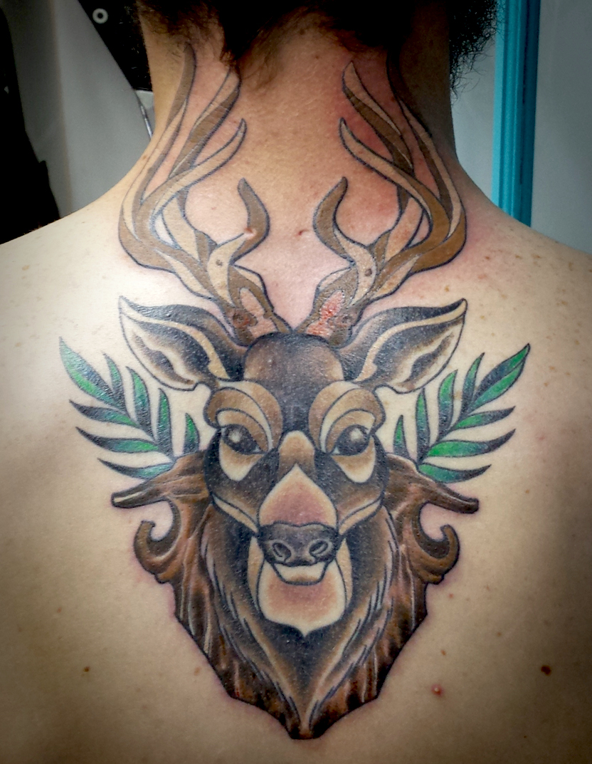 Back tattoo of animal
