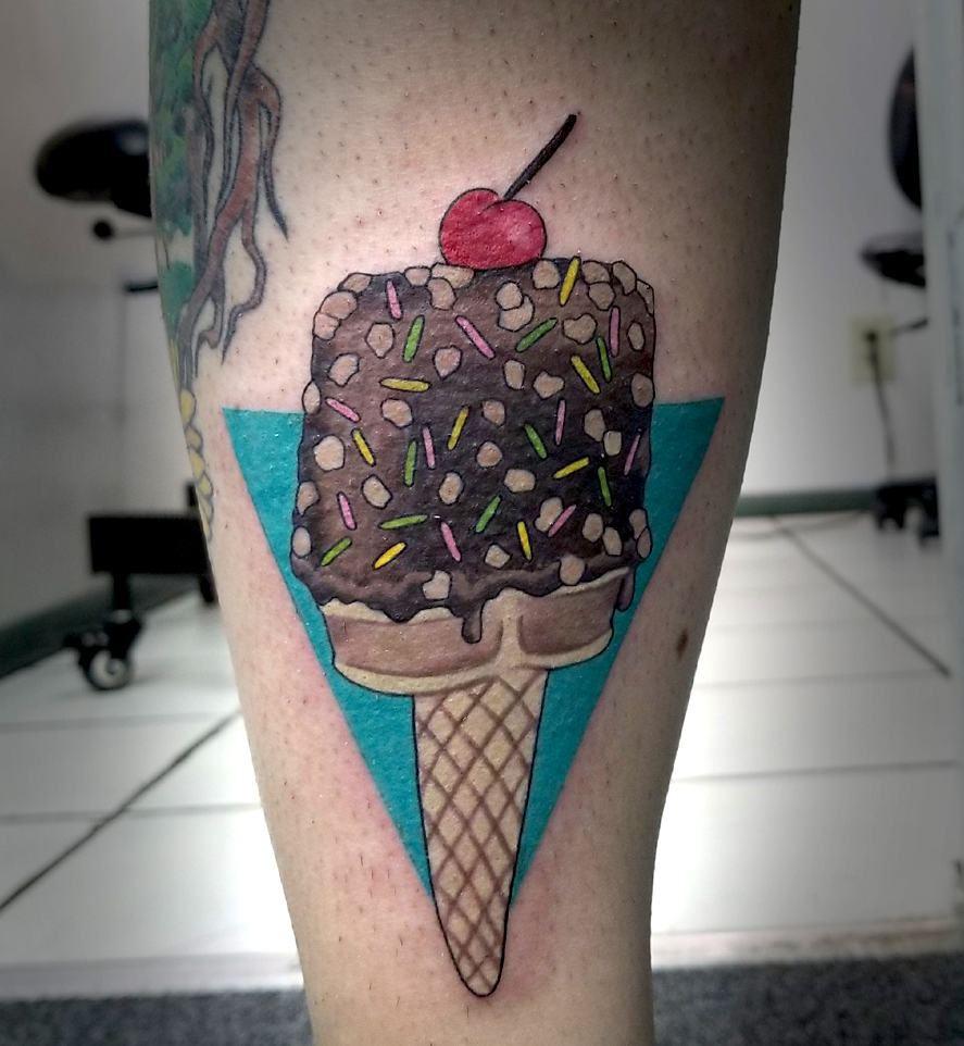 Leg tattoo of food